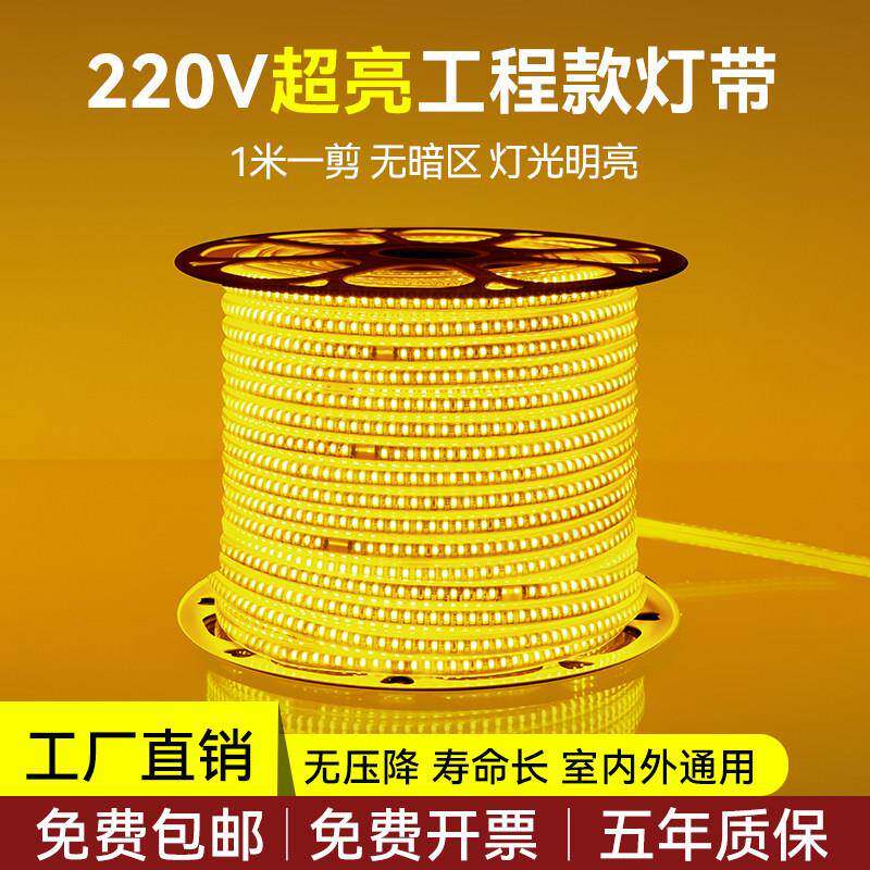 LED灯带220v户外防水悬吊式天花板144d庭院室外工程照明专用超亮