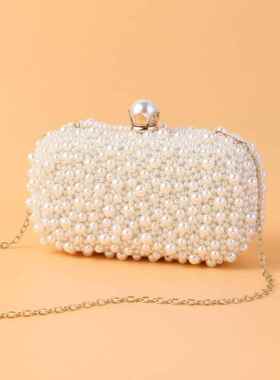 潮牌韩版新款珍珠晚宴包派对旗袍珍珠手拿包宴会包手工珠绣包手拿