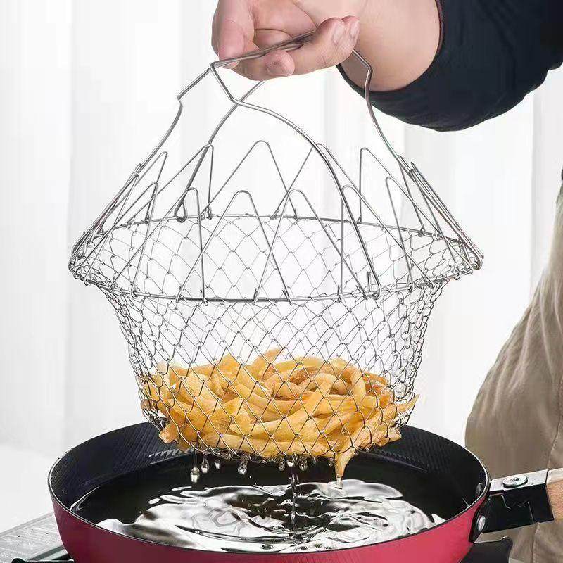 炸扣肉防粘锅底网专用工具锅底网凹型多功能不锈钢折叠油炸漏网篮,厨房/烹饪用具,漏勺/滤网勺,淘宝优惠券,粉丝福利购,淘宝优惠卷
