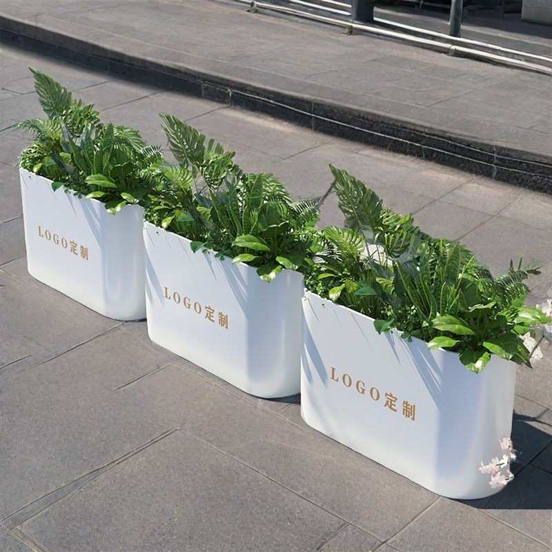 户外不锈钢花箱圆弧形组合餐厅花槽花架奶茶店咖啡厅外摆花盆坛