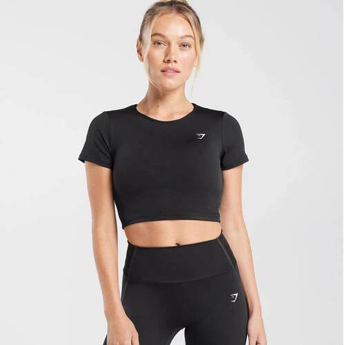 High waist tight short sleeved T-shirt, high waist