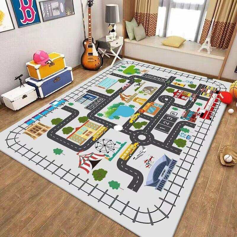 卡通儿童地毯轨道客厅沙发地毯