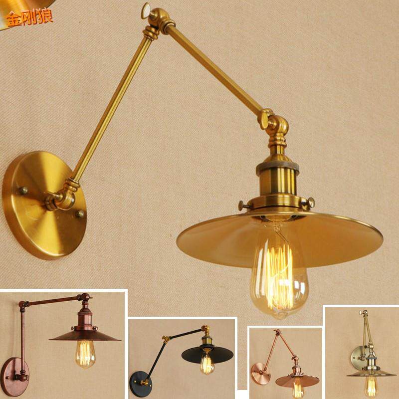 饭厅工业风格壁灯覆古简约折叠卧室床头灯摇臂长杆铁艺个性阅读灯