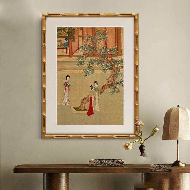 宫春晓法式中国客厅复古装饰画小众玄关餐厅国画中式古风书房挂画