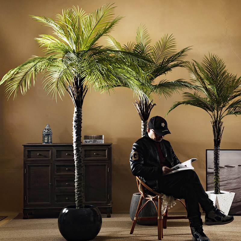 彷真绿色植物针葵椰子棕榈树大型室内客厅高端轻奢装饰落地彷生假