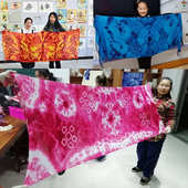 扎染白色棉麻围巾儿童手工染人棉布流苏长巾印花涤纶披肩旅游礼品