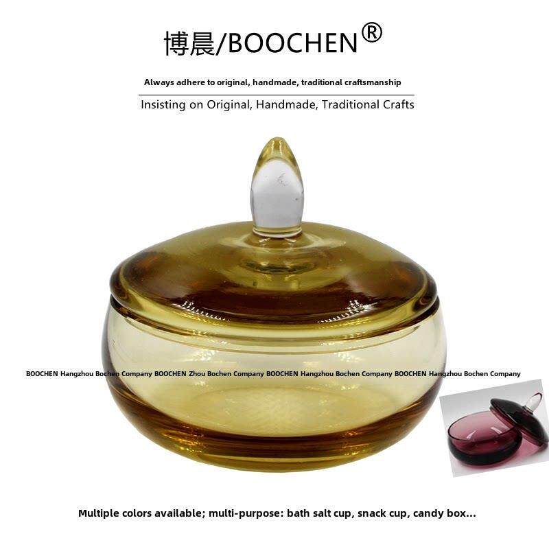 B601直销彩色手工玻璃水晶糖缸黑紫琉璃卫生间浴盐盅婚庆糖果罐盒