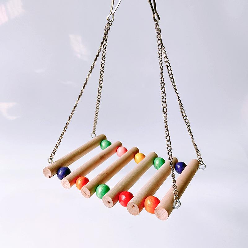 鹦鹉用品鸟玩具 鸟站架 原木云梯啃咬玩具 鹦鹉秋千站架站杠云梯