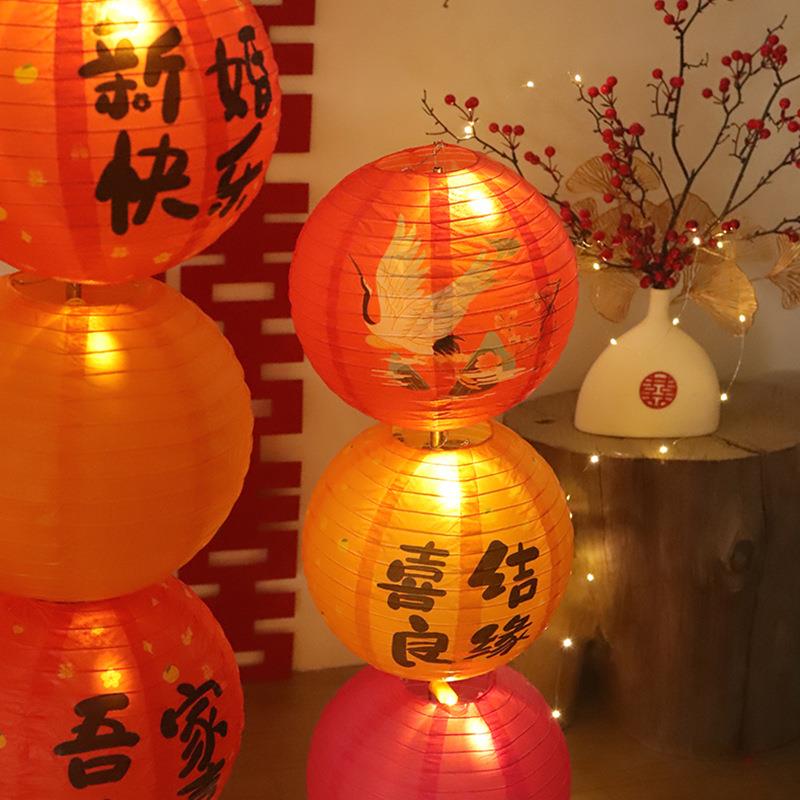 JYL中国地庆风结婚纸灯笼发光路引客厅卧室迎宾装饰柱喜布置飘立