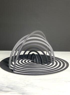 简约现代黑色几何金属空间线条艺术摆件 样板房玄关客厅室内装饰