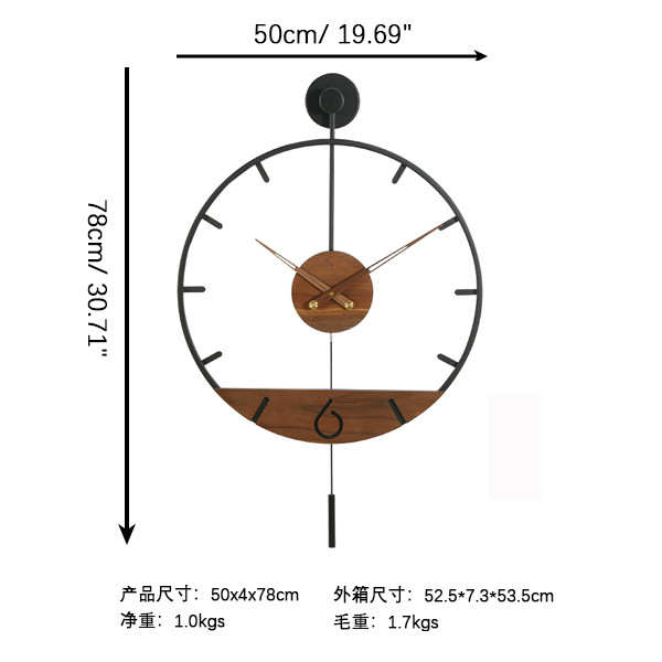 艺术奢实木客厅红挂钟网背景简钟钟表轻胡桃木墙极现代装饰 北欧