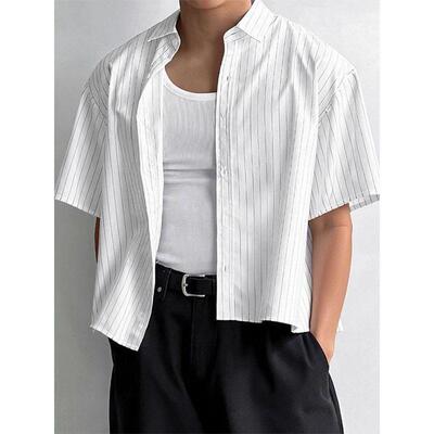 S 70019 Ice Silk Stripe Shirt 冰丝条纹衬衫