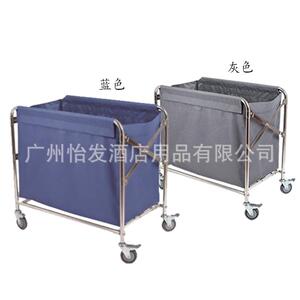 不锈钢折叠X型布草车清洁服务车酒店客房手推布草收集车回收车