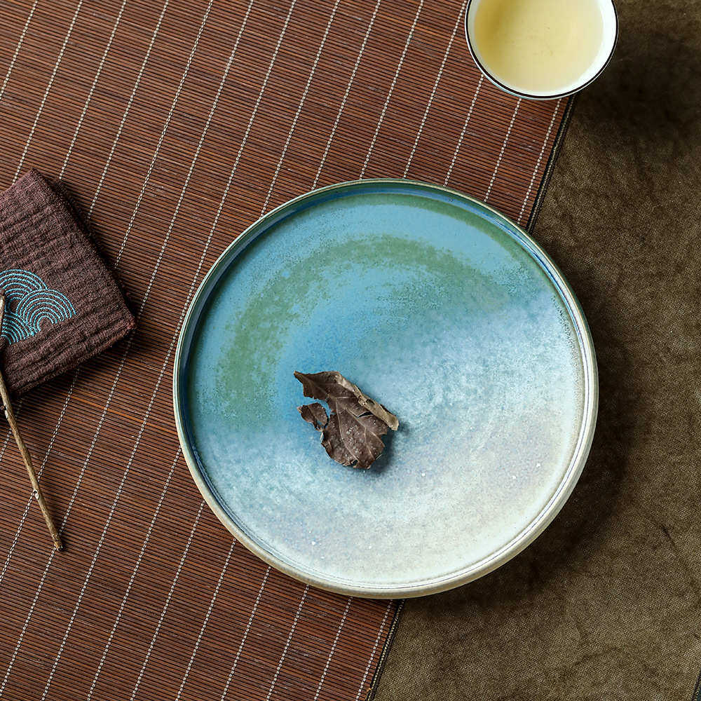晴先生 银河蓝色系 柴烧苏打盘子陶瓷茶盘壶呈果盘全手工茶器茶具