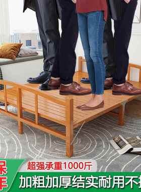 竹床折叠单人床房办公室便携午木硬QBD床出租板成休人加固简易双