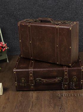 婚礼摄影工作室摄影道具户外照片窗口装饰覆古手提箱老式木箱古董