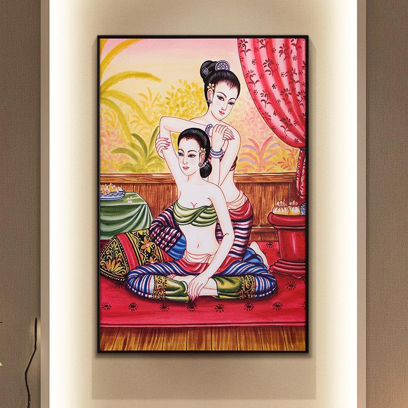 异丽东南亚风格装饰画 画泰式spa会所按摩店客厅沙发背景泰国墙画