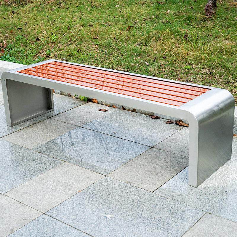 公园椅户外长椅子室外长凳庭院防腐实木塑木菠萝格不锈钢铁艺焊接
