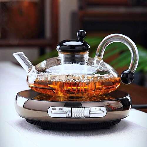 茗凤祥-11玻璃煮茶壶家用电陶炉烧水养生泡茶壶蒸煮两用红绿茶壶
