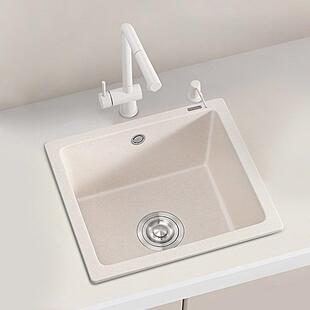 弗兰卡方形石英石水槽厨房台下台上洗菜盆中岛吧台家用洗碗池单槽