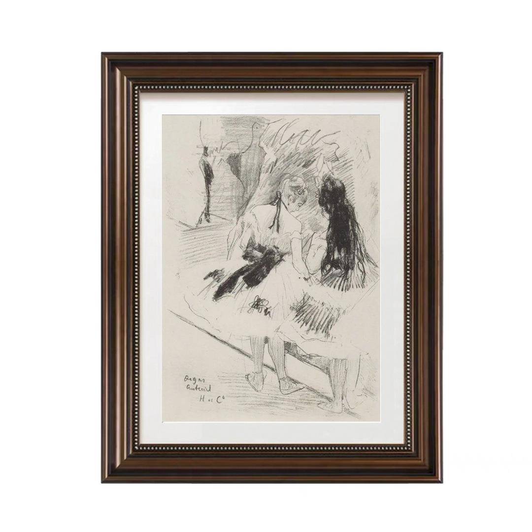 德加素描芭蕾复古客厅装饰画琴房舞蹈房艺术画小众中古风卧室壁画