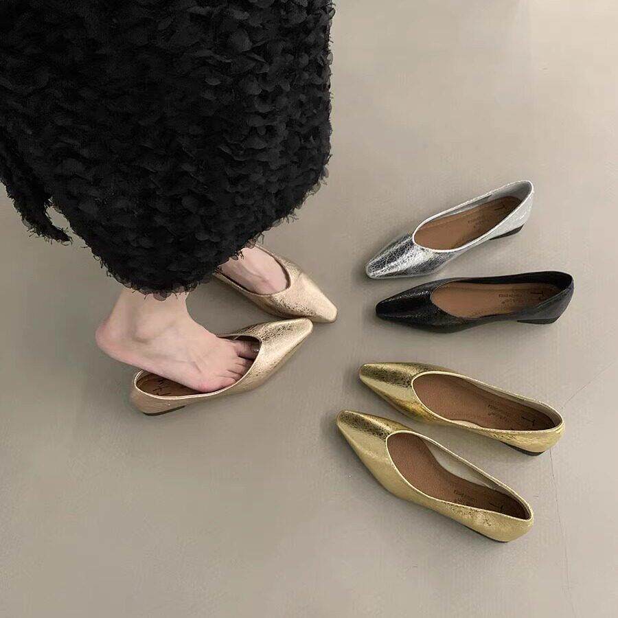贝莉公主~ITSK单鞋女气质低跟方头浅口平底一脚蹬通勤鞋