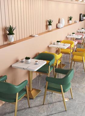 简奶茶店组餐桌ZVX椅西餐厅靠墙卡座沙发轻奢啡厅铁艺桌咖椅约合