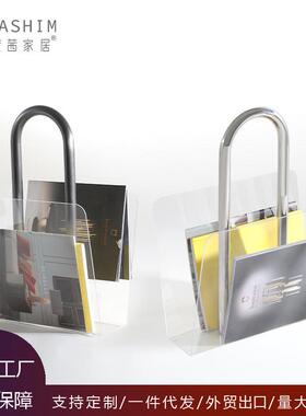 简约现代家居软装样板房酒店别墅书房装饰透明杂志架桌面收纳摆件