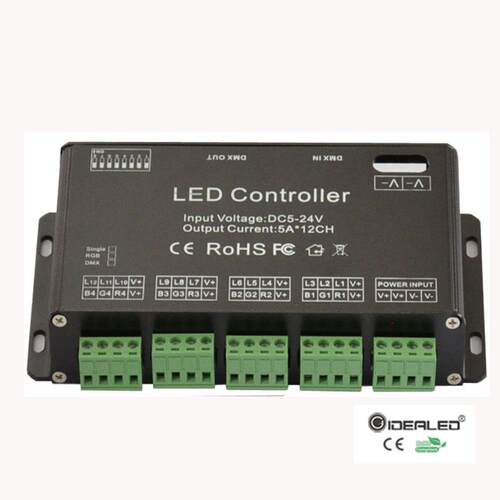 12路DMX512恒压解码器 PWM调光控制器 RGB 舞台灯光DMX控制器