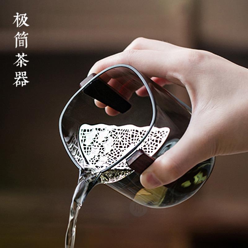 高防烫可带拆卸月牙过滤玻璃公道杯茶体漏网一泡绿STT茶分茶档器