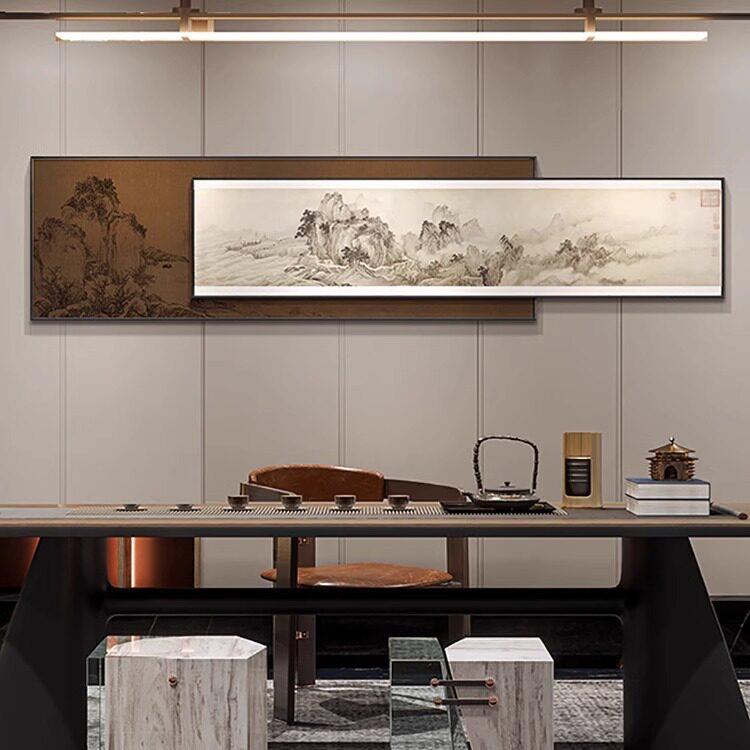 新中式客厅装饰画背景墙千里江山图复古端壁画酒店书房风景挂画