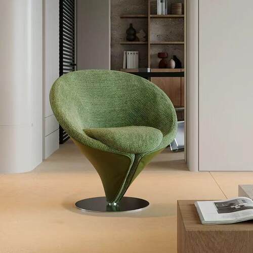 中古风单人沙发椅设计师创意轻奢可旋转休闲椅家用卧室梳妆台凳子