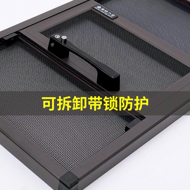 可拆卸金刚网纱窗铝合金带锁防护一体三推外开 窗防盗窗纱窗网自