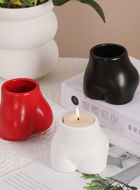 手工欧式创意个性人体蜡烛杯哑光烛台多肉花盆家居陶瓷摆件跨境