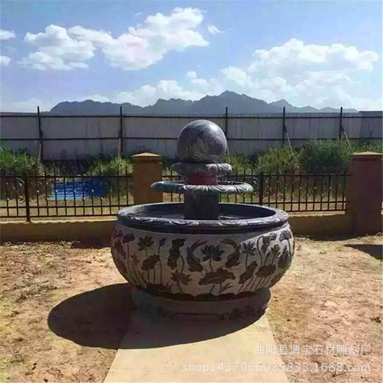 门鱼缸风水656-球庭院大理石养石雕鱼海流水喷水流水摆缸件现货