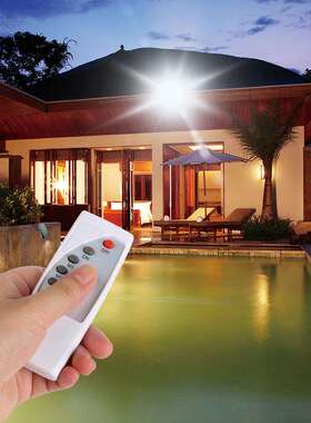 厂家直销太阳能照明灯花园户外15Ah 太阳能防水壁灯20W遥控5米线