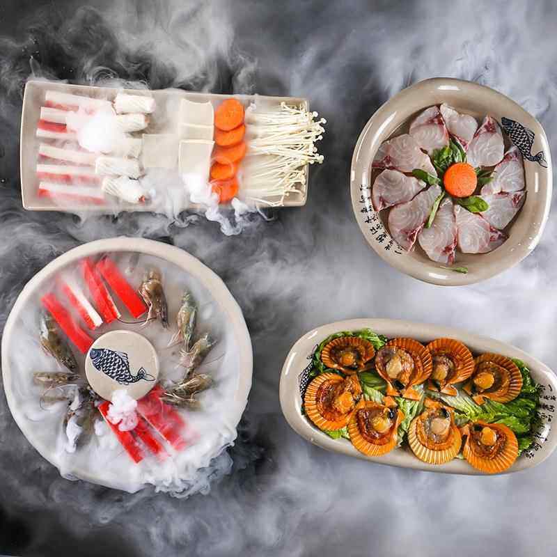 厂家密胺仿瓷饭店餐具创意异形酒店餐厅火锅盘子 刺身干冰盘