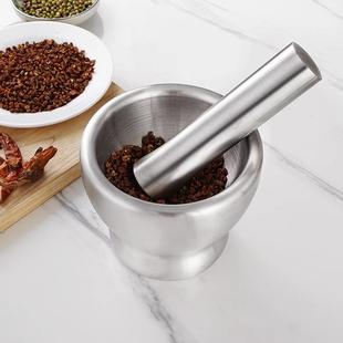 304不锈钢厨房工具捣蒜器 家用捣药鼓形蒜磨钵手动石臼捣碎器大号