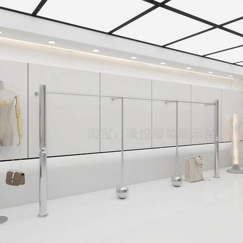 服装店陈列架上墙壁挂式不锈钢童装挂衣架货架女装店铺落地展示架