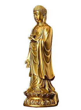 黄铜站立释迦佛家居摆件厅房装饰金属工艺品
