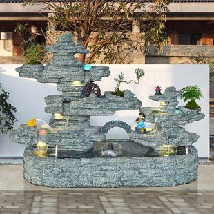 大型假山流水喷泉装饰房屋庭院鱼池室外花园阳台转角鱼缸装饰园林