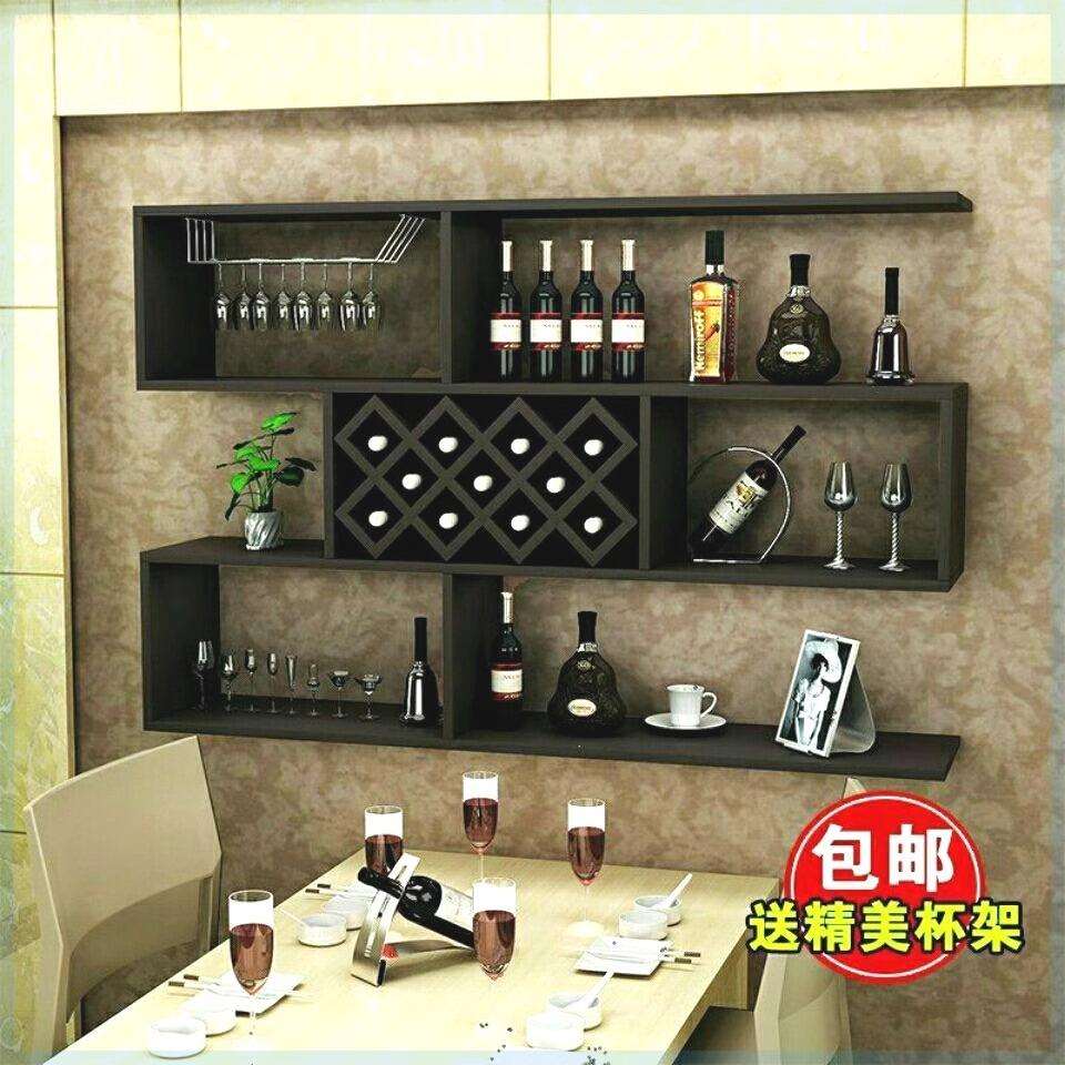 悬挂式酒架酒柜墙上置物架餐厅吧台实木简约壁挂墙壁装饰架