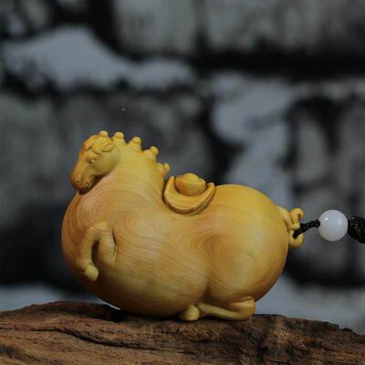小叶黄杨木雕手把实件文玩男工士随唐马身把玩木雕刻动物艺生肖马