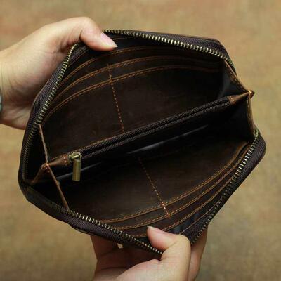 Crazy Horse Leather Clutch Head Layer Cowhide Men