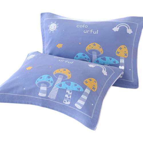 中号三层纱布棉枕巾45x65儿童卡通单人细纱幼儿园枕头巾一对装