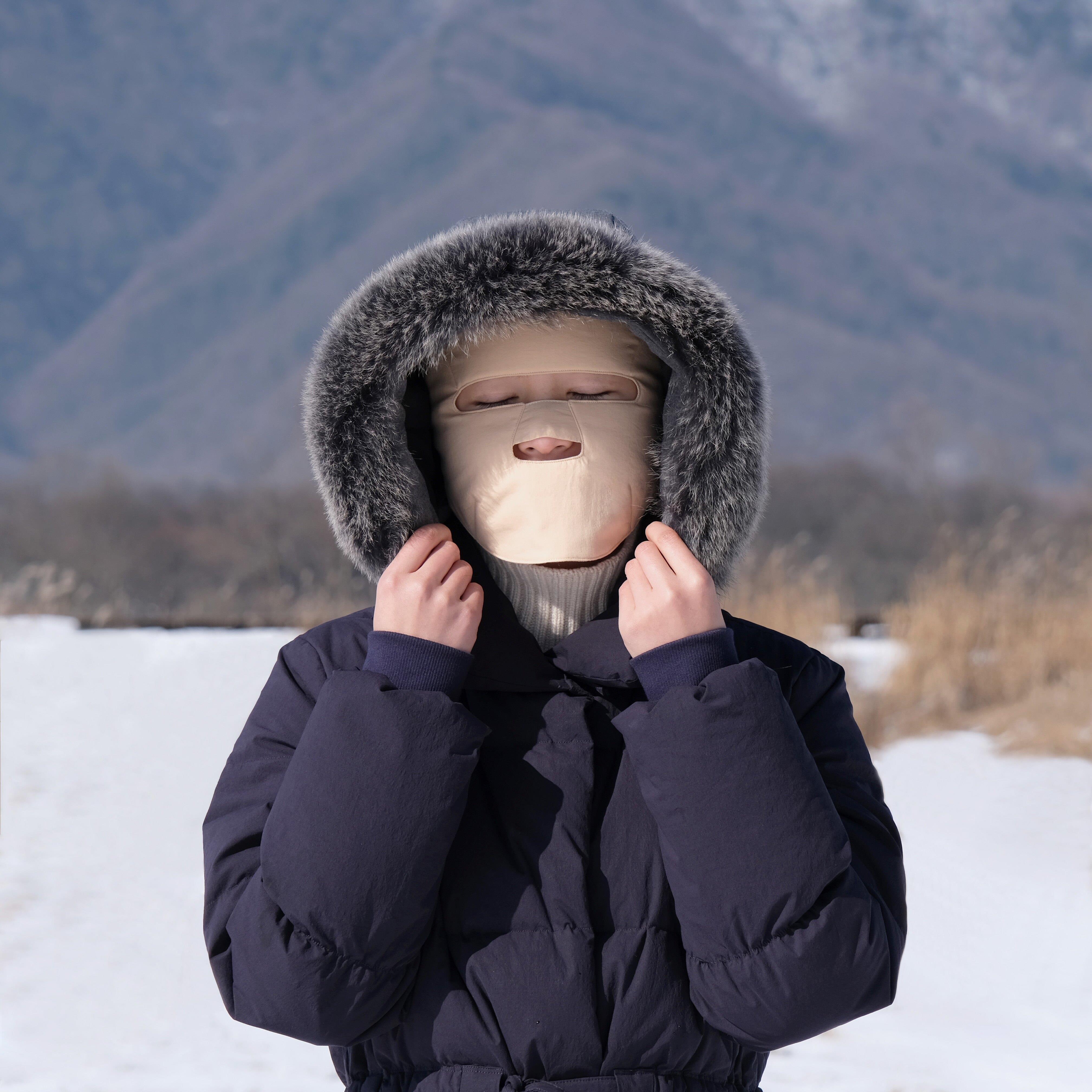 一只鹿儿原创设计秋冬夹棉护耳保暖骑行面罩植物染色滑雪男女款