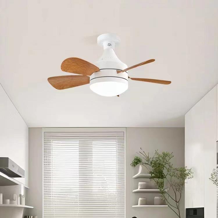 新902款静音LDE卧室饰三色变灯光风扇吸灯吊灯顶E27螺口木纹风扇