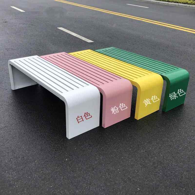 户外铁艺简约现代风格长椅 防水防锈可移动长条椅 可订制防腐公园