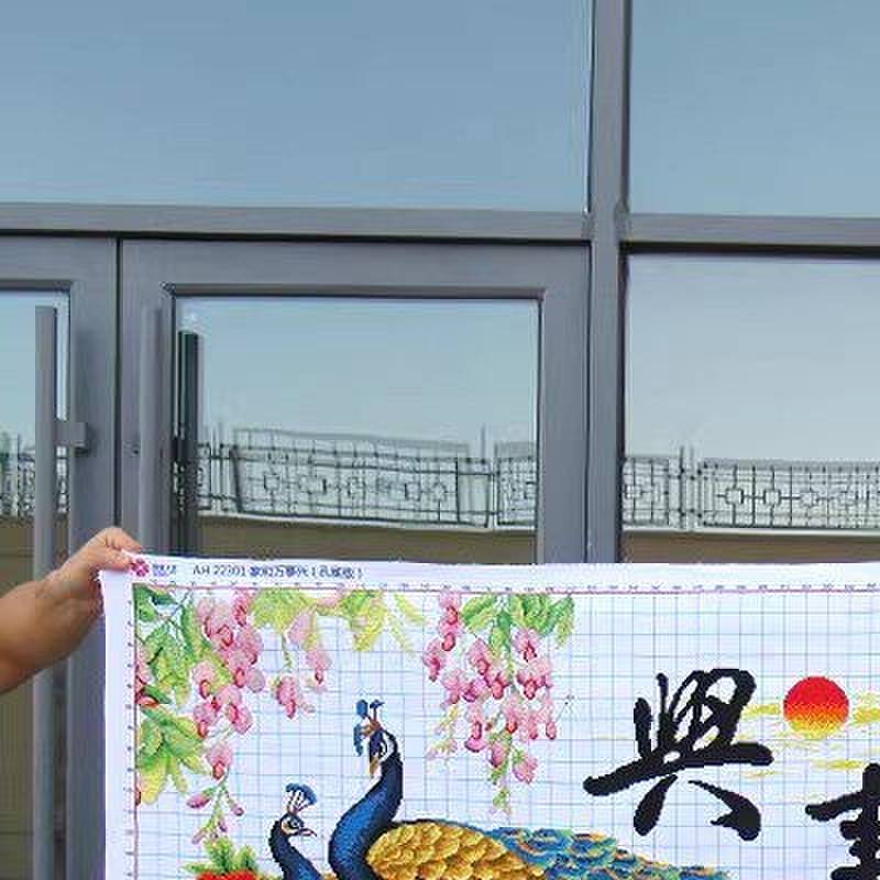 纯手工十字绣成品家居及万世兴孔雀牡丹客厅卧室装饰挂画已绣