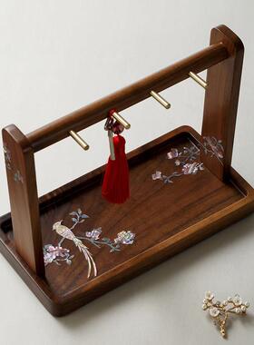 锦贝传说玄关收纳架进门口放钥匙摆件客厅桌面置物收纳盒托盘实木
